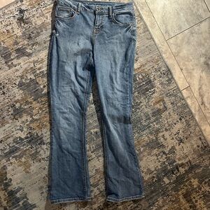 Stretchy midrise flair jeans